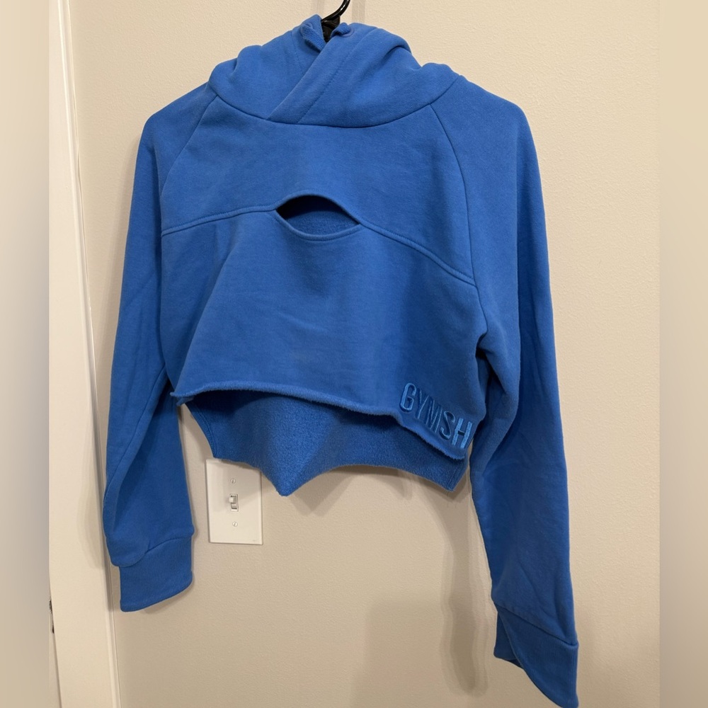 Gymshark Blue Cropped Hoodie with Cutout